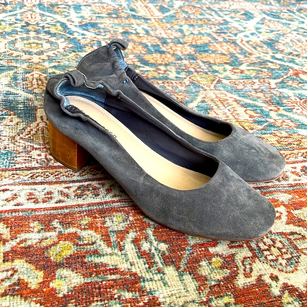 Kelsi Dagger Gray Suede Block Heel Pumps